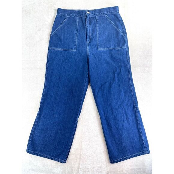 UO Urban Renewal Jeans Women’s L Retro‎ Straight Leg Dark Wash Super High Rise - Picture 1 of 6